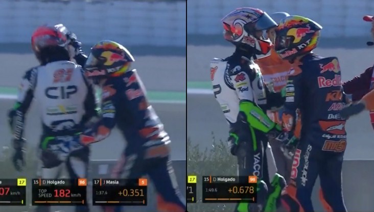 MotoGP Valencia: Dua Rider Moto3 Berkelahi Saling Pukul di Pinggir Lintasan