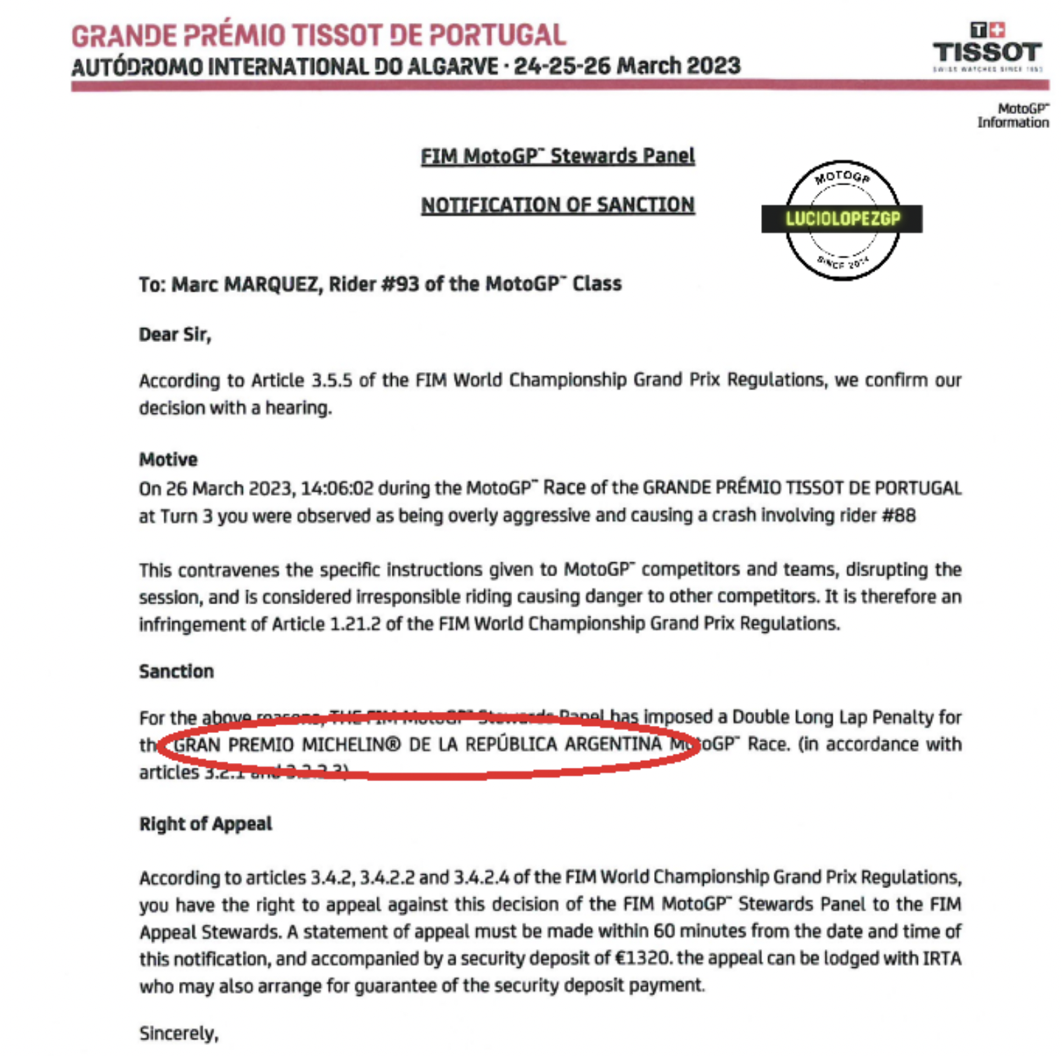 Kejanggalan Long Lap Penalty Ganda, Marquez Bisa Lolos Hukuman – NontonMotoGP 9 MotoGP Portugal: Kejanggalan Long Lap Penalty Ganda, Marquez Bisa Lolos Hukuman