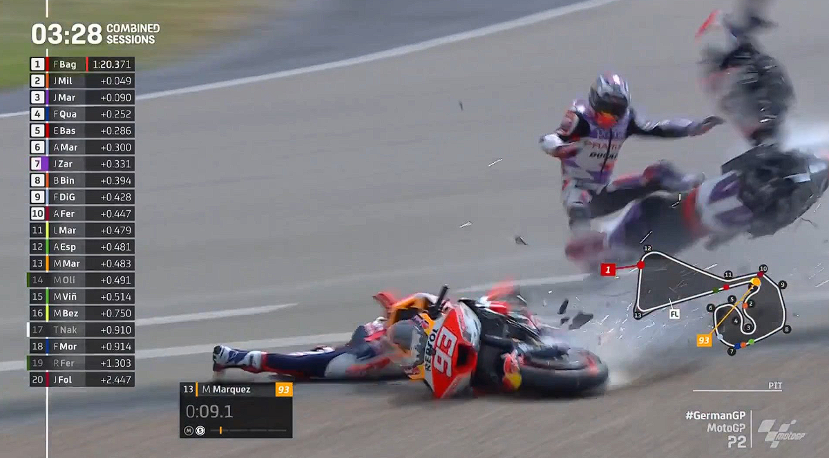Red Flag! Marquez Kecelakaan, Tabrak Zarco – NontonMotoGP 6 MotoGP Jerman: Red Flag! Marquez Kecelakaan, Tabrak Zarco